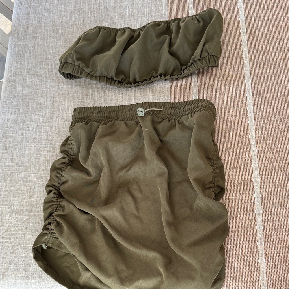 SHEIN Olive Green Mini Skirt Set